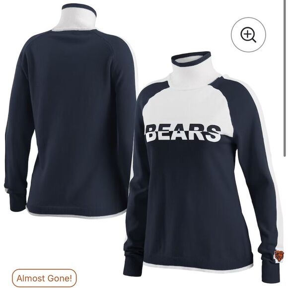 NWT WEAR by Erin Andrews Navy Chicago Bears Ski Raglan Pullover Sweater sz M - Picture 1 of 9